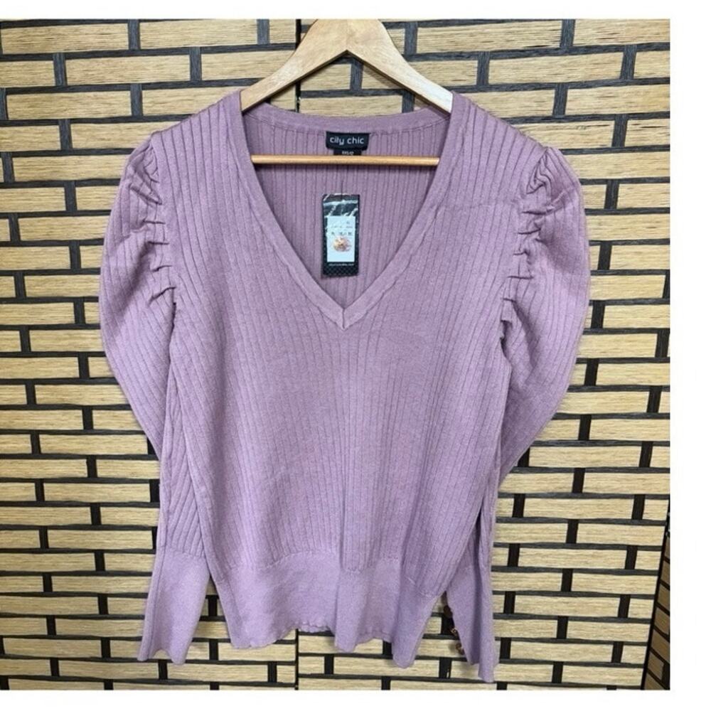 City Chic Mauve Ribbed‎ Sweater Size 12